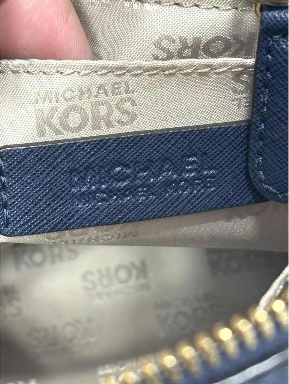Michael Kors Navy Blue Saffiano Satchel Dome Crossbody Bag GUC